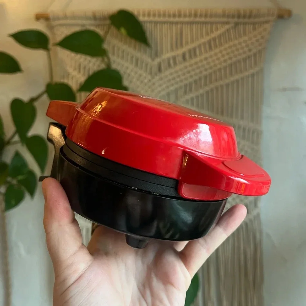 Ambiano 4” Mini Waffle Maker – Compact Red Nonstick Iron by Aldi
